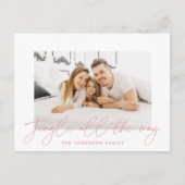 Jingle All モダン Way Pink Script Photo シーズンポストカード (正面)