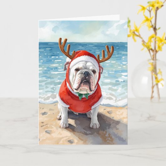 Jingle All the Waves – Bulldog Beach Christmas カード (黄色い花)