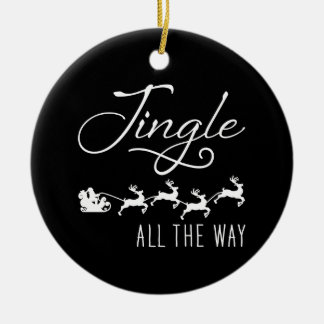 Jingle All The Wayサンタのそり クリスマス ブラック セラミックオーナメント