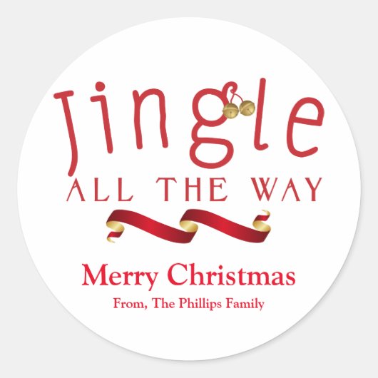JINGLE ALL THE WAY クリスマス ホリデーベル ステッカー (正面)