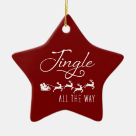 Jingle All The Way | サンタのそり 赤と白 セラミックオーナメント