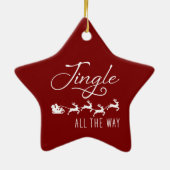 Jingle All The Way | サンタのそり 赤と白 セラミックオーナメント (裏面)