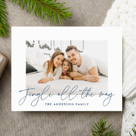 Jingle All The Way ネイビースクリプト 写真入り シーズンポストカード