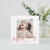 Jingle All The Way 赤い雪の結晶 2枚の写真 ホリデー カード (スタンド正面)