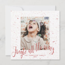 Jingle All The Way 赤い雪の結晶 2枚の写真 ホリデー カード