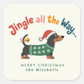 Jingle All the Way – Cute Holiday Pet Gift & Mail スクエアシール (正面)