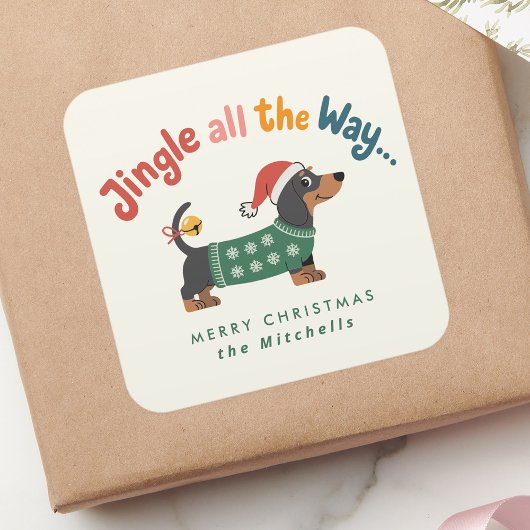 Jingle All the Way – Cute Holiday Pet Gift & Mail スクエアシール