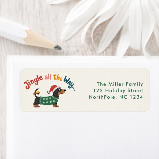 Jingle All the Way – Cute Holiday Pet Gift & Mail ラベル (インサイチュ)