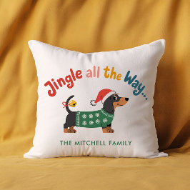 Jingle All the Way Dog – Custom Holiday Family  クッション