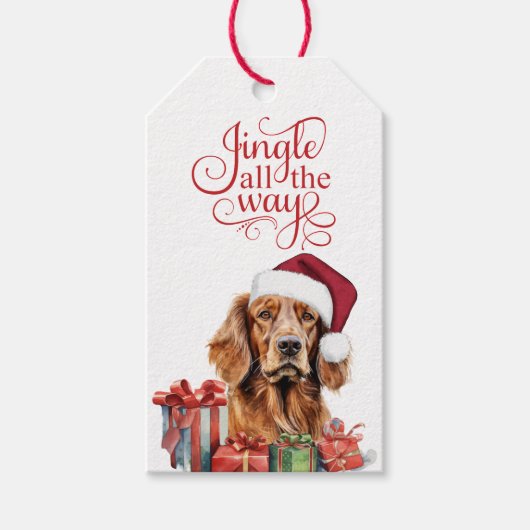 Jingle All the Way Irish Setter Dog Christmas ギフトタグ (正面)