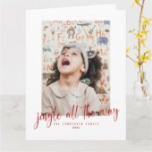 Jingle All The Way Red Script 2 写真 ホリデーカード カード (黄色い花)