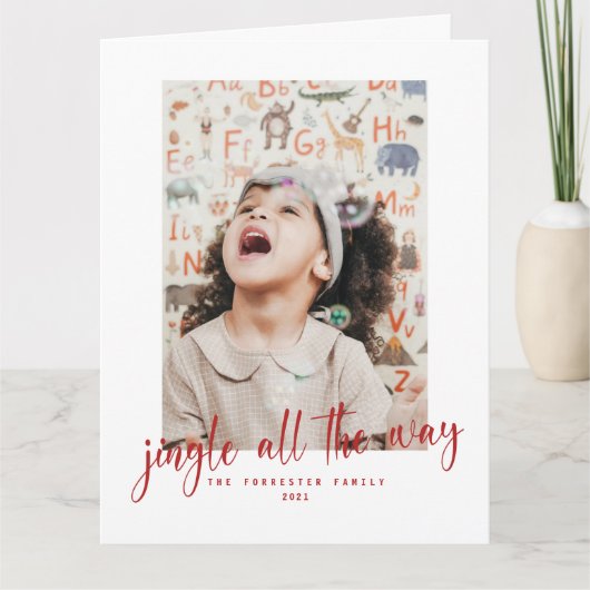 Jingle All The Way Red Script 2 写真 ホリデーカード カード (正面)