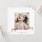 Jingle All The Way Red Script 2 写真 ホリデーカード カード (正面/裏面インサイチュ)