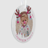 Jingle All Wayおもしろい写真トナカイ・アントラーベル オーナメント (正面)
