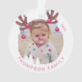 Jingle All Wayおもしろい写真トナカイ・アントラーベル オーナメント (正面)