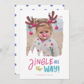 Jingle All Wayおもしろい写真トナカイ・アントラーベル シーズンカード (正面/裏面)