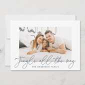 Jingle All Wayモダン Blue Script写真 シーズンカード (正面)