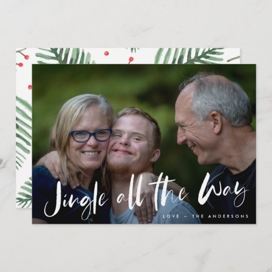 Jingle All Way家族写真クリスマスカード シーズンカード (正面/裏面)