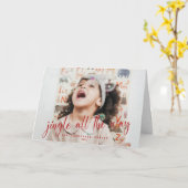 Jingle All Way赤いスクリプト2フォトホリデーカード カード (黄色い花)