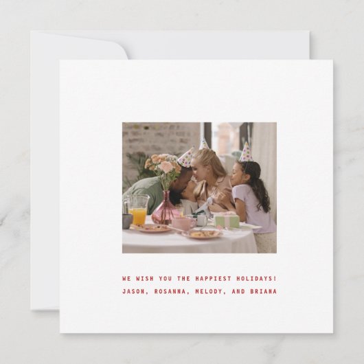 Jingle All Way赤いスノーフレーク2フォトホリデー カード (裏面)