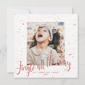 Jingle All Way赤いスノーフレーク2フォトホリデー カード (正面)