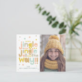 Jingle All Way Cheeryトレンディータイポグラフィ写真 シーズンポストカード (スタンド正面)