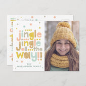 Jingle All Way Cheeryトレンディータイポグラフィ写真 シーズンポストカード (正面/裏面)