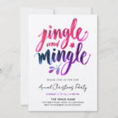 Jingle And Mingle モダン パープル ピンク ブラシ スクリプト 招待状 (正面)