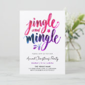 Jingle And Mingle モダン パープル ピンク ブラシ スクリプト 招待状 (スタンド正面)