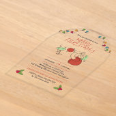 Jingle And Mingle Christmas Cocktail Party アクリル招待状 (レイダウン)