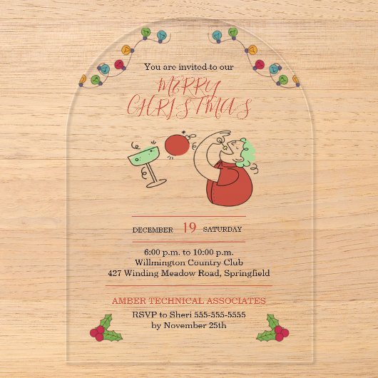 Jingle And Mingle Christmas Cocktail Party アクリル招待状 (正面)