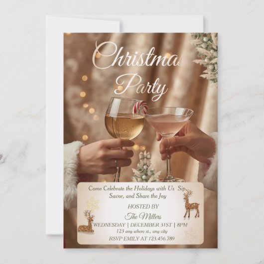 Jingle And Mingle Christmas Cocktail Party  招待状 (正面)