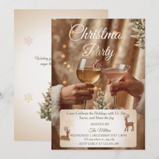 Jingle And Mingle Christmas Cocktail Party  招待状 (正面/裏面)