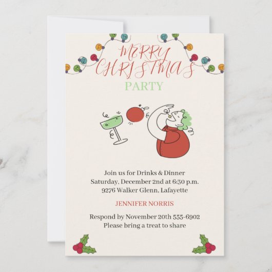 Jingle And Mingle Christmas Cocktail Party 招待状 (正面)