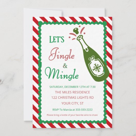 Jingle and Mingle Christmas Holiday Cocktail Party 招待状 (正面)