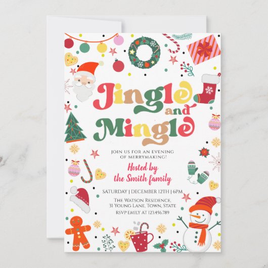 Jingle And Mingle Christmas Holiday Party 招待状 (正面)
