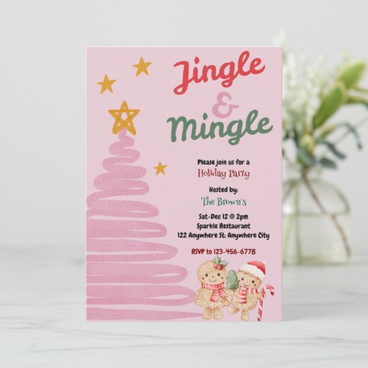 Jingle And Mingle Christmas Party Invitation 招待状 (スタンド正面)
