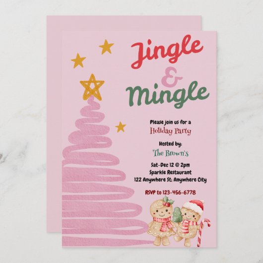 Jingle And Mingle Christmas Party Invitation 招待状 (正面/裏面)