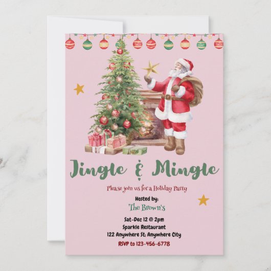 Jingle And Mingle Christmas Party Invitation 招待状 (正面)