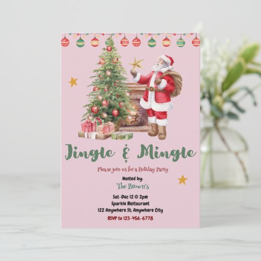 Jingle And Mingle Christmas Party Invitation 招待状 (スタンド正面)