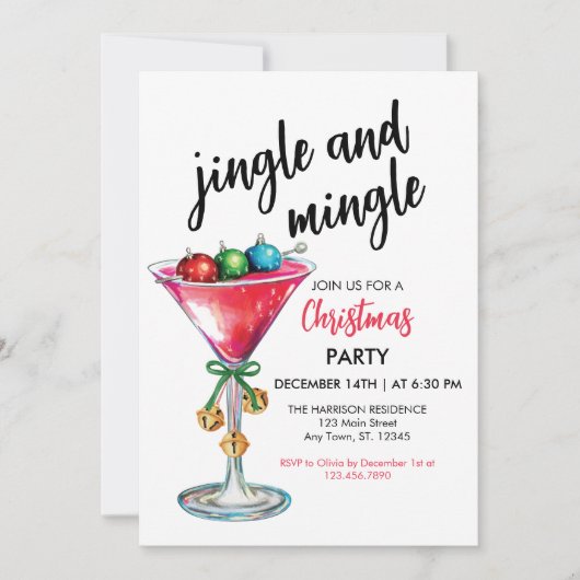 Jingle and Mingle Christmas Party Invitation 招待状 (正面)