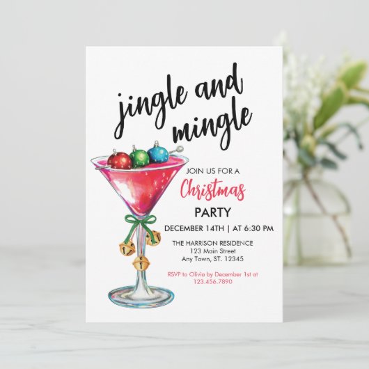 Jingle and Mingle Christmas Party Invitation 招待状 (スタンド正面)