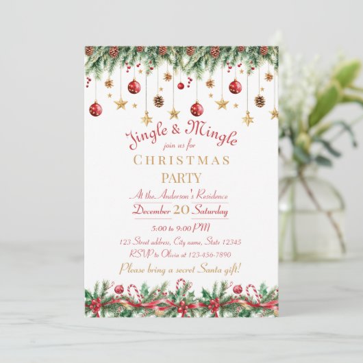 Jingle and Mingle Christmas Party Invitation 招待状 (スタンド正面)
