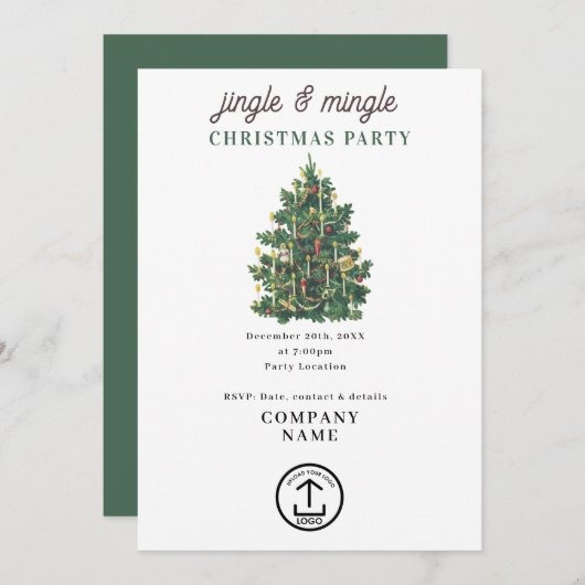 Jingle and Mingle Holiday Business Christmas Party 招待状 (正面/裏面)