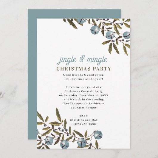 Jingle and Mingle Holiday Christmas Party 招待状 (正面/裏面)