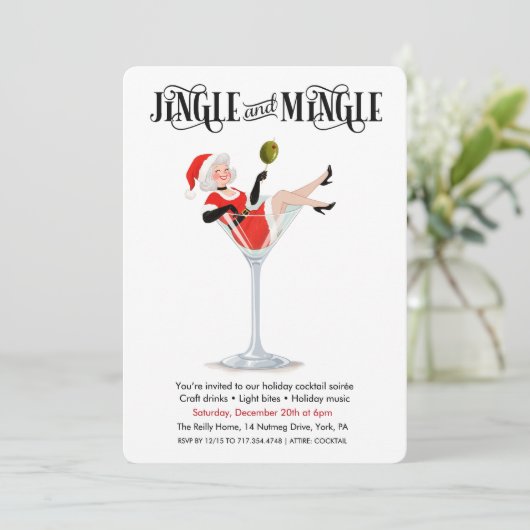 Jingle and Mingle Holiday Cocktail Martini 招待状 (スタンド正面)