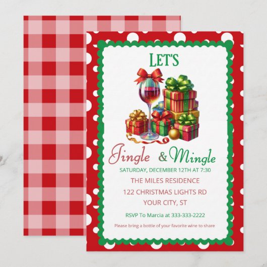 Jingle and Mingle Holiday Cocktail Party 招待状 (正面/裏面)