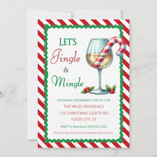 Jingle and Mingle Holiday Cocktail Party 招待状 (正面)