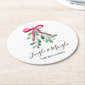 Jingle And Mingle Mistletoe Christmas ラウンドペーパーコースター (アングル)