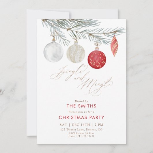 Jingle and Mingle Ornament Christmas Party 招待状 (正面)